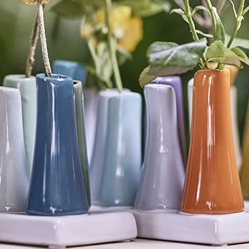 Chive - Pooley 2, Ceramic Flower Vase, 8-Tube Shape (Chartreause)