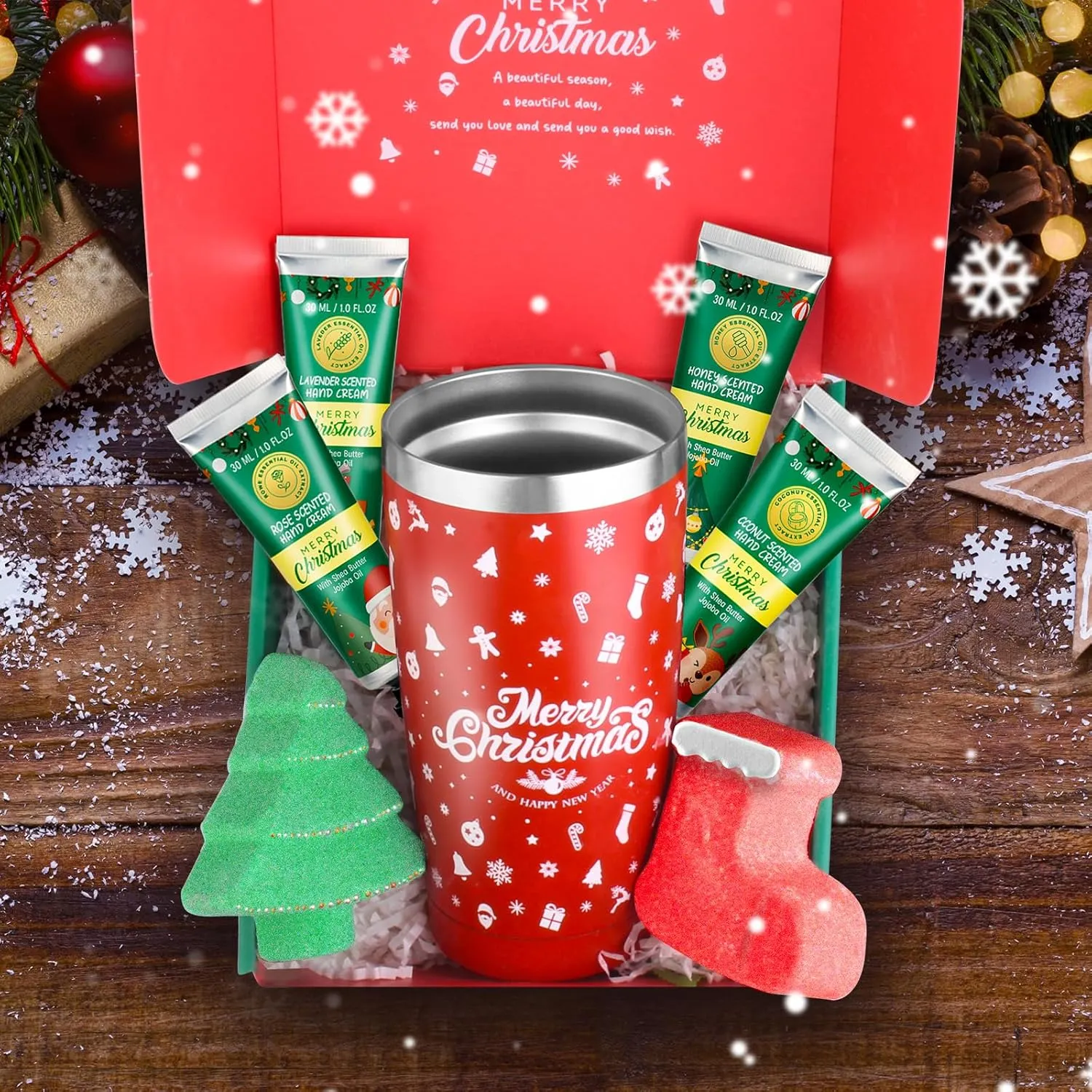 Christmas Gifts Set for Women - Ideas Relaxing Spa Gift Christmas Basket Gift Set for Women, Bath and Body Gift Set, Secret Santa Gifts for Her, Mom, Coworker, Teacher, Nurse