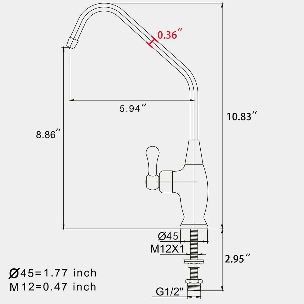 Chrome Brass Drinking Water Purifier Faucet, Reverse Osmosis Tap for Non Air Gap RO Water Filtration System, Kitchen Water Filter RO Faucet for Kitchen Bar Sink