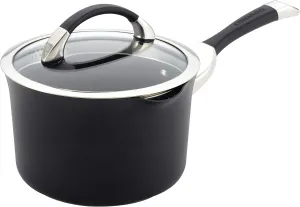 Circulon - 83483 Circulon Symmetry Hard Anodized Nonstick Sauce Pan/Saucepan with Straining and Lid, 3.5 Quart, Black