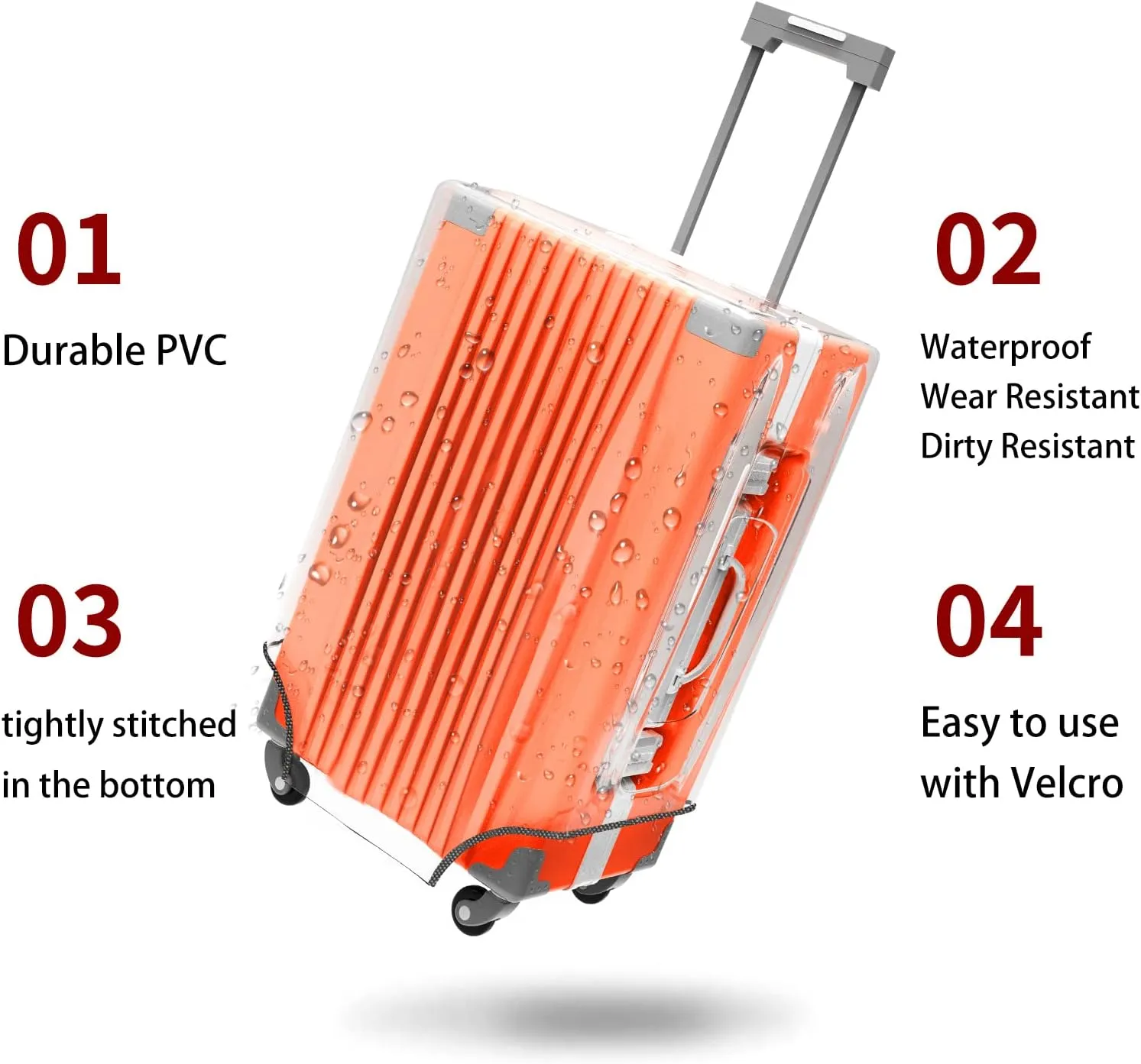 Clear PVC Luggage Cover Protectors 28 Inch Suitcase Cover for Suitcase TSA Approved 26-28Inch (25.98''H x 20.07''L x 12.40''W)