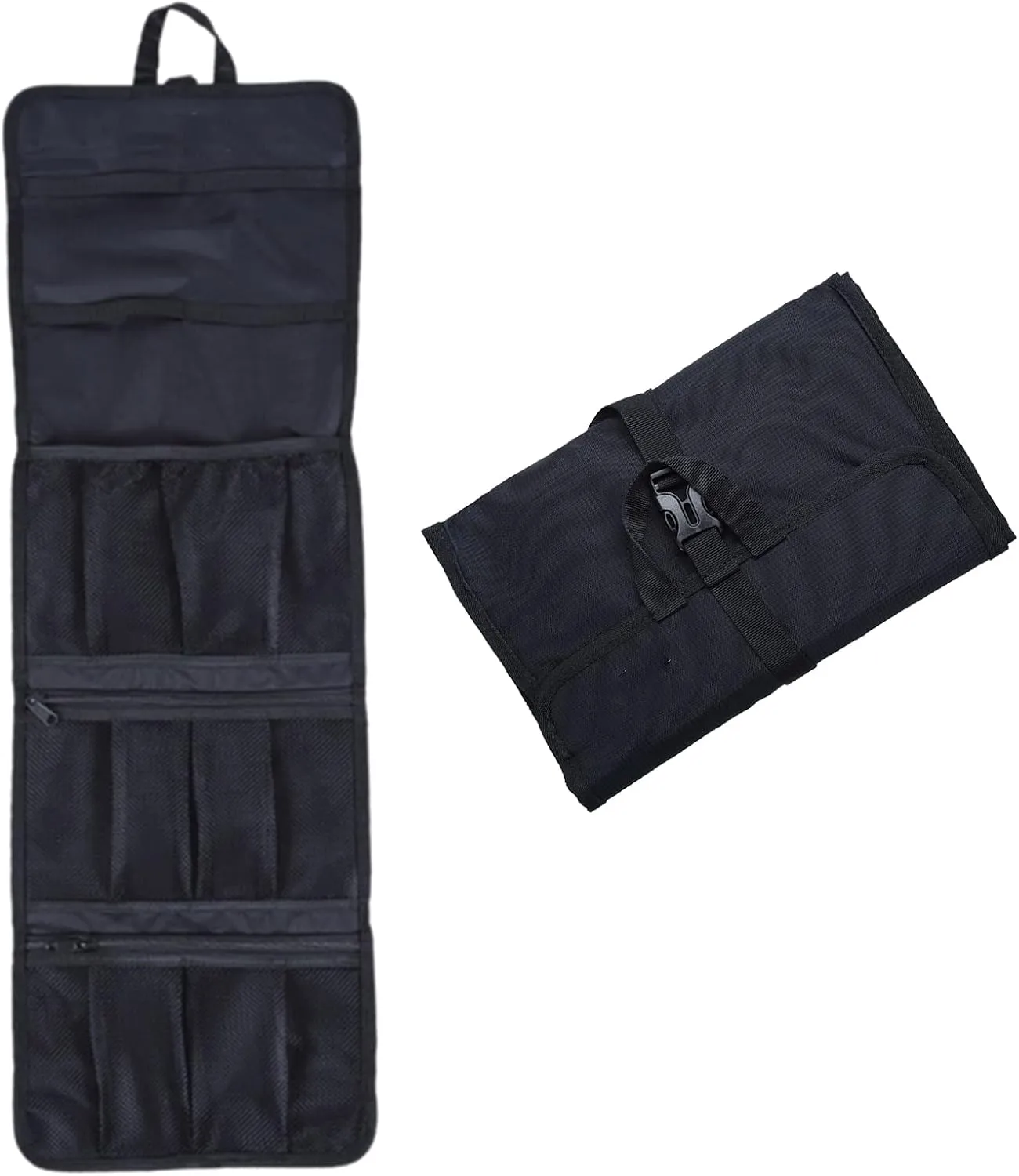 Climbing Gear Storage Bag Foldable Waterproof Roll Up D-ring Carry Pouch Carabiner Gear Storage Case Collection Bag-Black