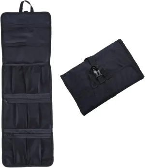 Climbing Gear Storage Bag Foldable Waterproof Roll Up D-ring Carry Pouch Carabiner Gear Storage Case Collection Bag-Black