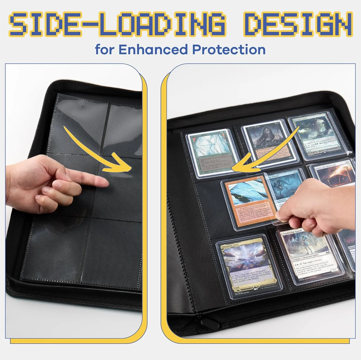 CLOVERCAT 9-Pocket Toploader Card Binder – Holds 252 Cards   20 Removable Sleeves, Trading Card Storage Case for MTG, Yugioh, TCG & Gaming Collections（Grey）