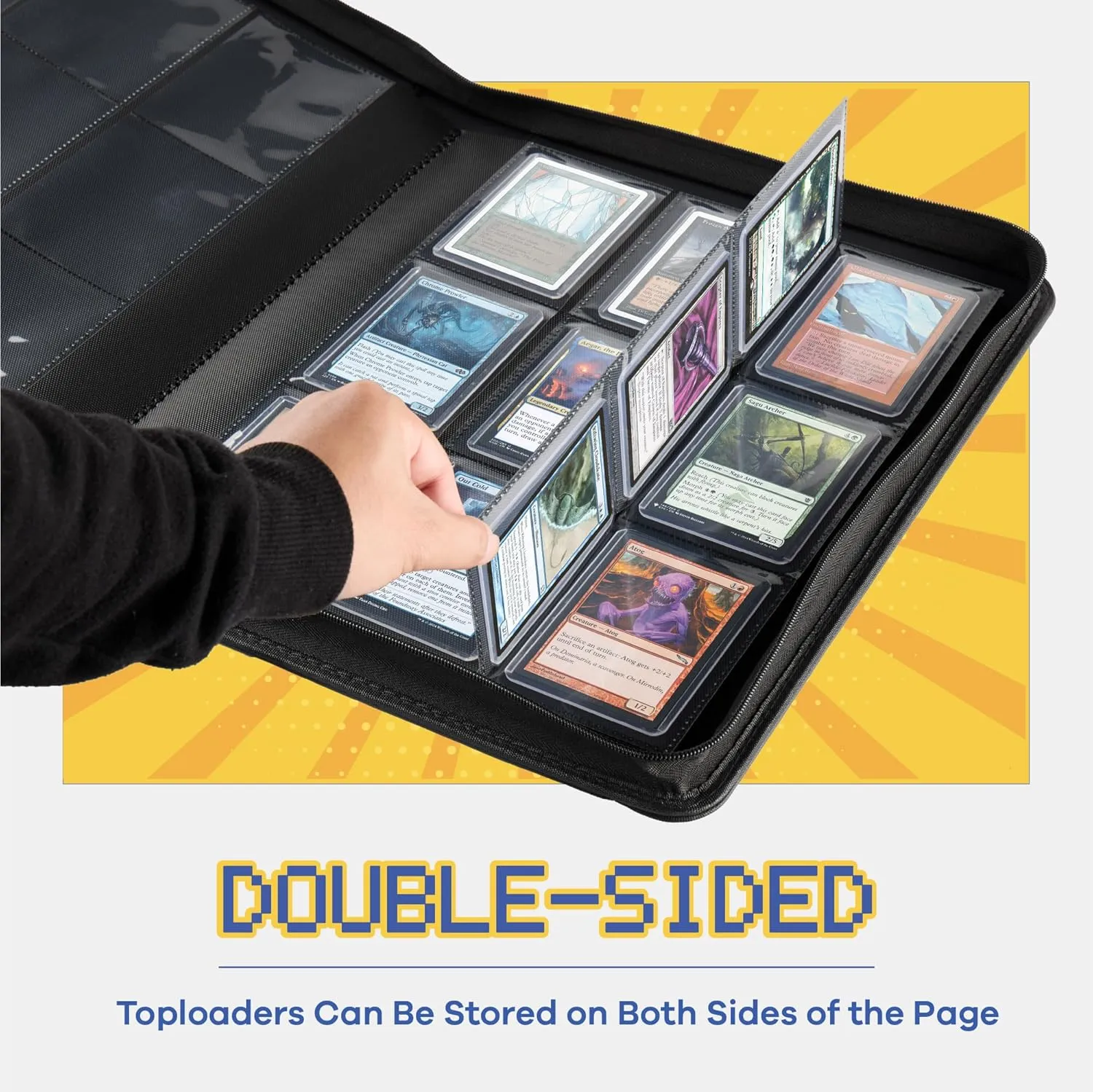 CLOVERCAT 9-Pocket Toploader Card Binder – Holds 252 Cards   20 Removable Sleeves, Trading Card Storage Case for MTG, Yugioh, TCG & Gaming Collections（Grey）