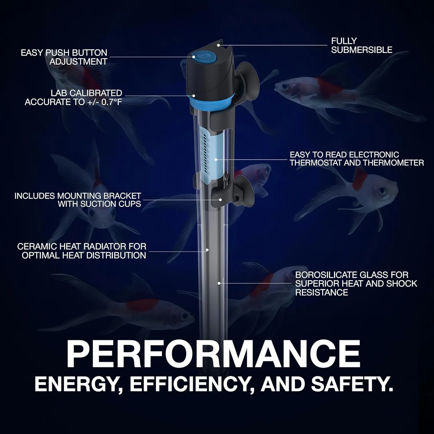 Cobalt Aquatics Neo-Glass 75W Aquarium Heater (Up to 20 Gal) – Submersible, Digital Thermostat, ±0.7°F Accuracy, for Freshwater & Saltwater Tanks