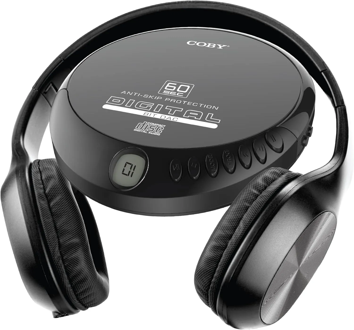 Coby Portable CD Player with MP3 Playback & FM Radio | Compact Disc Discman with 60-Sec Anti-Skip | Includes Foldable Headphones | Travel & Car CD Player for Home or On-The-Go Use