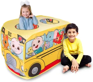 Cocomelon Musical Yellow School Bus Pop Up Tent, Foldable, Imaginative Play, 3 