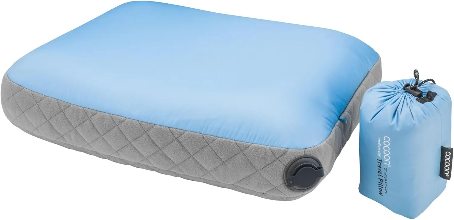 COCOON- Premium - Ultralight AirCore Pillow - Inflatable Camping and Travel Pillow - Regular 11" x 15" (Light Blue)