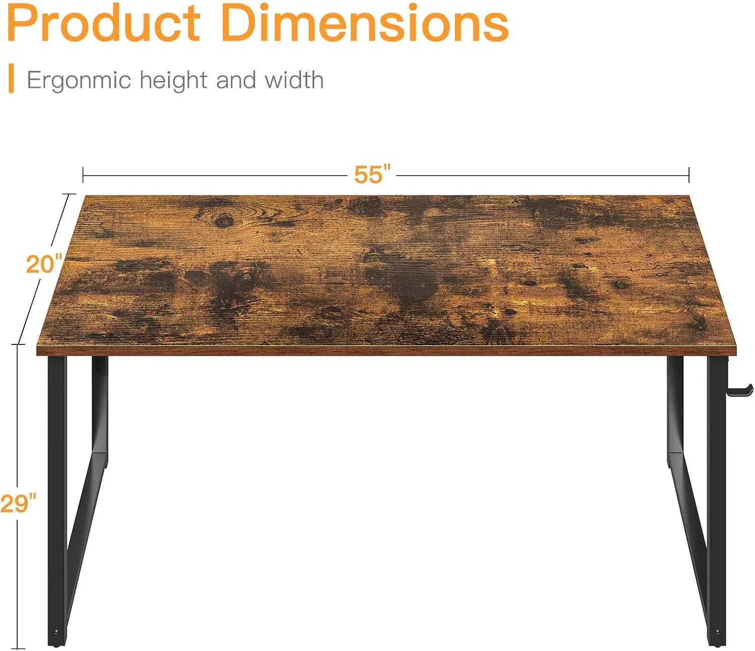 Coleshome 55 Inch Computer Desk, Modern Desk for Home Office, Study Student Writing Desk, Vintage