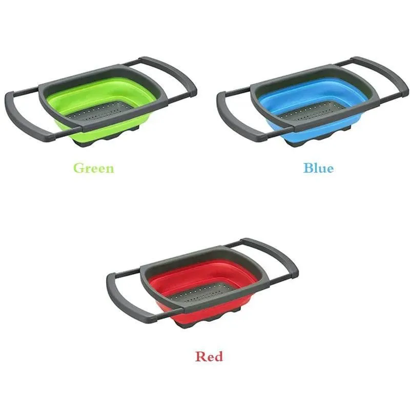 Collapsible Colander - Foldable Kitchen Strainer for Noodles Fruits and Vegetables
