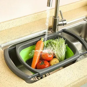 Collapsible Colander - Foldable Kitchen Strainer for Noodles Fruits and Vegetables