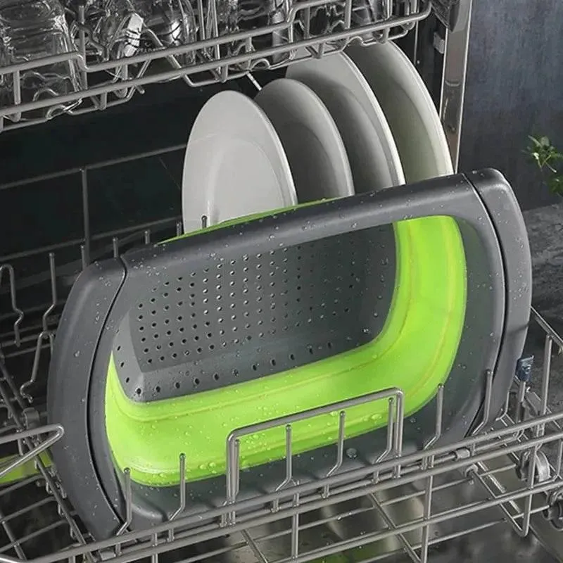 Collapsible Colander - Foldable Kitchen Strainer for Noodles Fruits and Vegetables