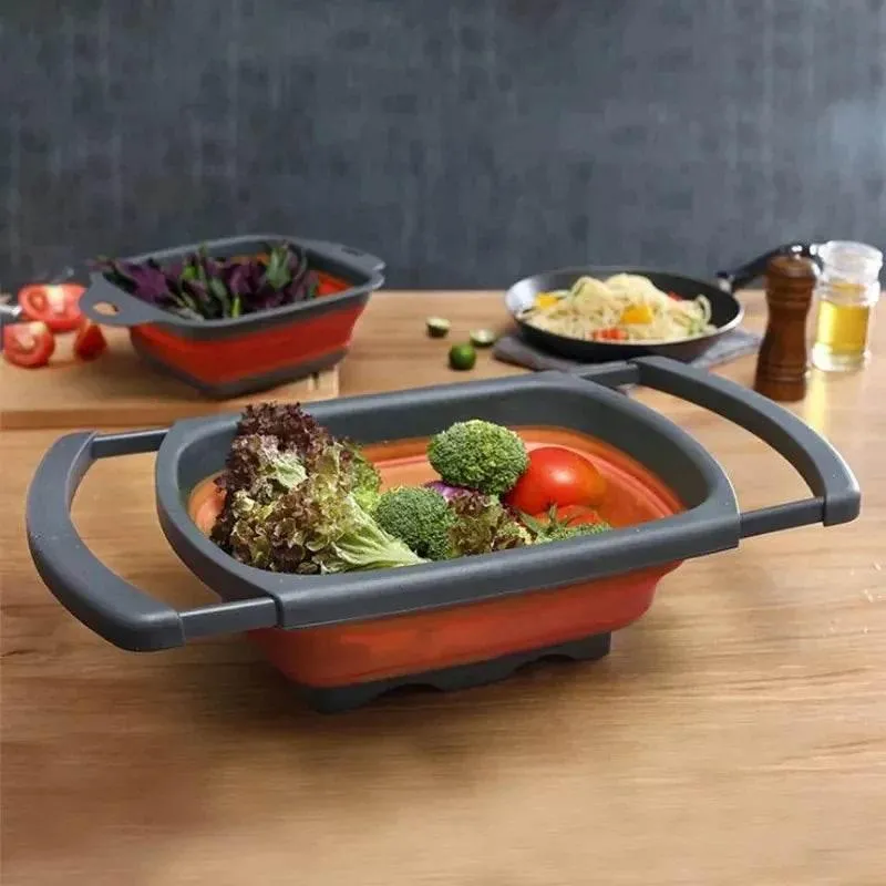 Collapsible Colander - Foldable Kitchen Strainer for Noodles Fruits and Vegetables