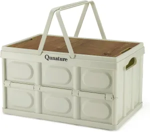 Collapsible Storage Bins Box with Lids and Handle 55L Camping Storage Box Foldable Plastic Storage Bin for Fishing Car RV, Office