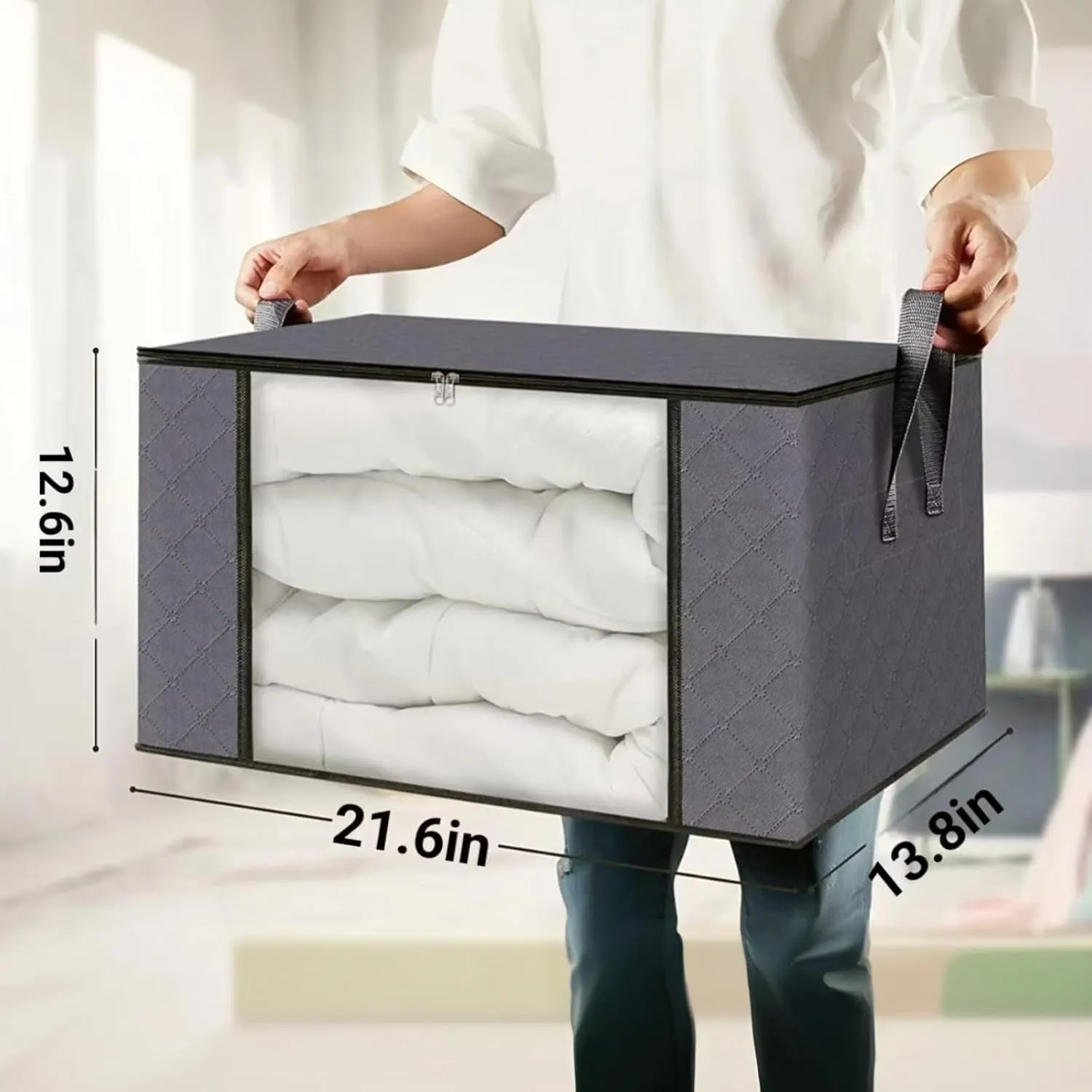 Collapsible Storage Bins with Lids - 60L Foldable Closet Organizers&Under Bed Storage Containers, 6-Pack Heavy-Duty Home Storage Boxes for Clothes, Blankets,Bedding,RV,orRoom Organization