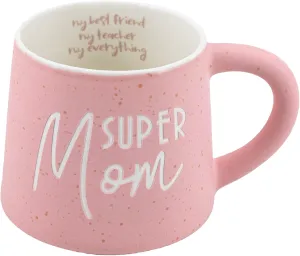 COLLECTIVE HOME - Coffee Mug, Family Ceramic Tea Cup, Funny Gift for Mother's Day/Father's Day, 16 oz, Dishwasher and Microwave Safe, SUPER MOM