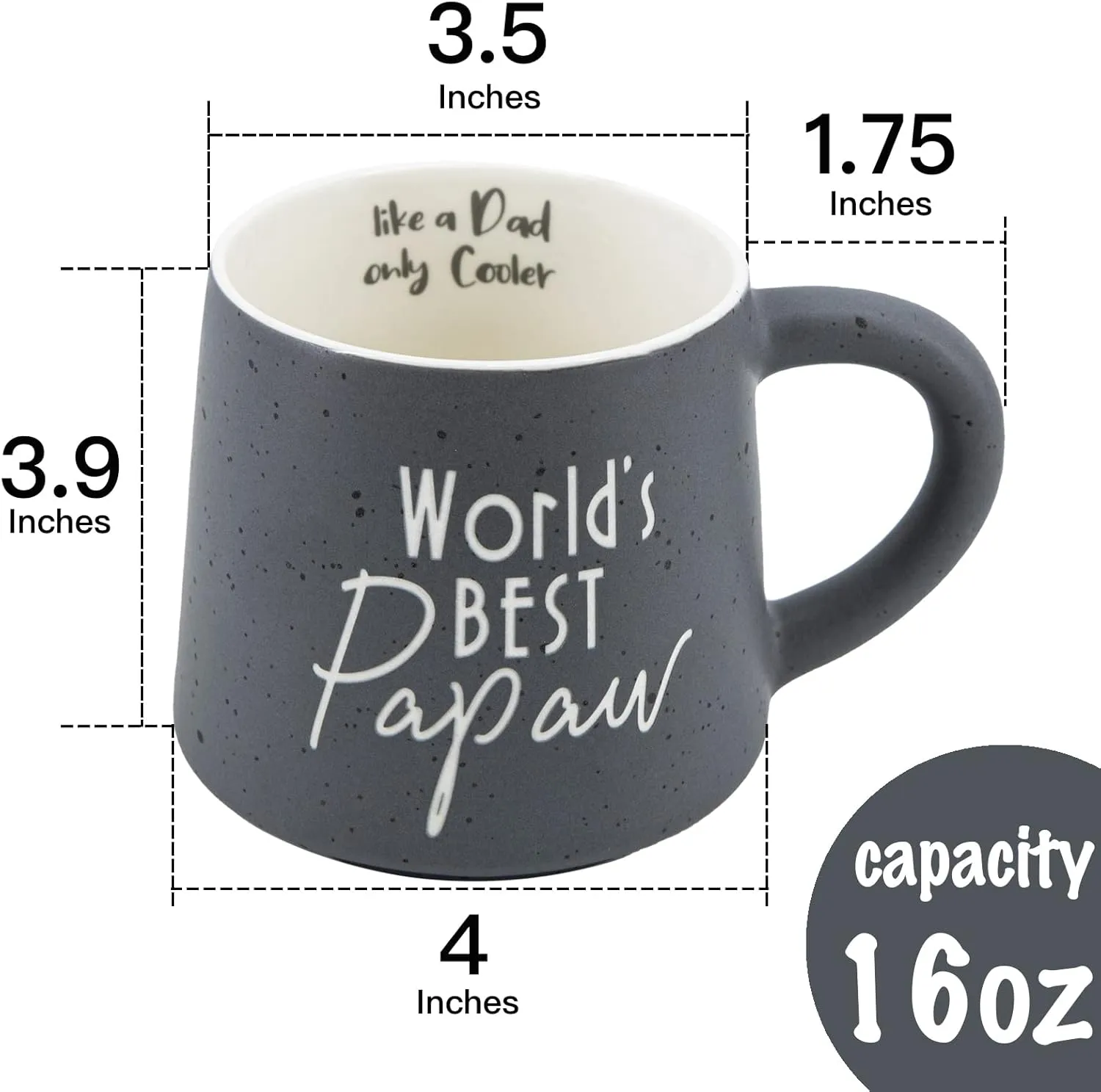 COLLECTIVE HOME - Coffee Mug, Family Ceramic Tea Cup, Funny Gift for Mother's Day/Father's Day, 16 oz, Dishwasher and Microwave Safe, World's BEST Papaw