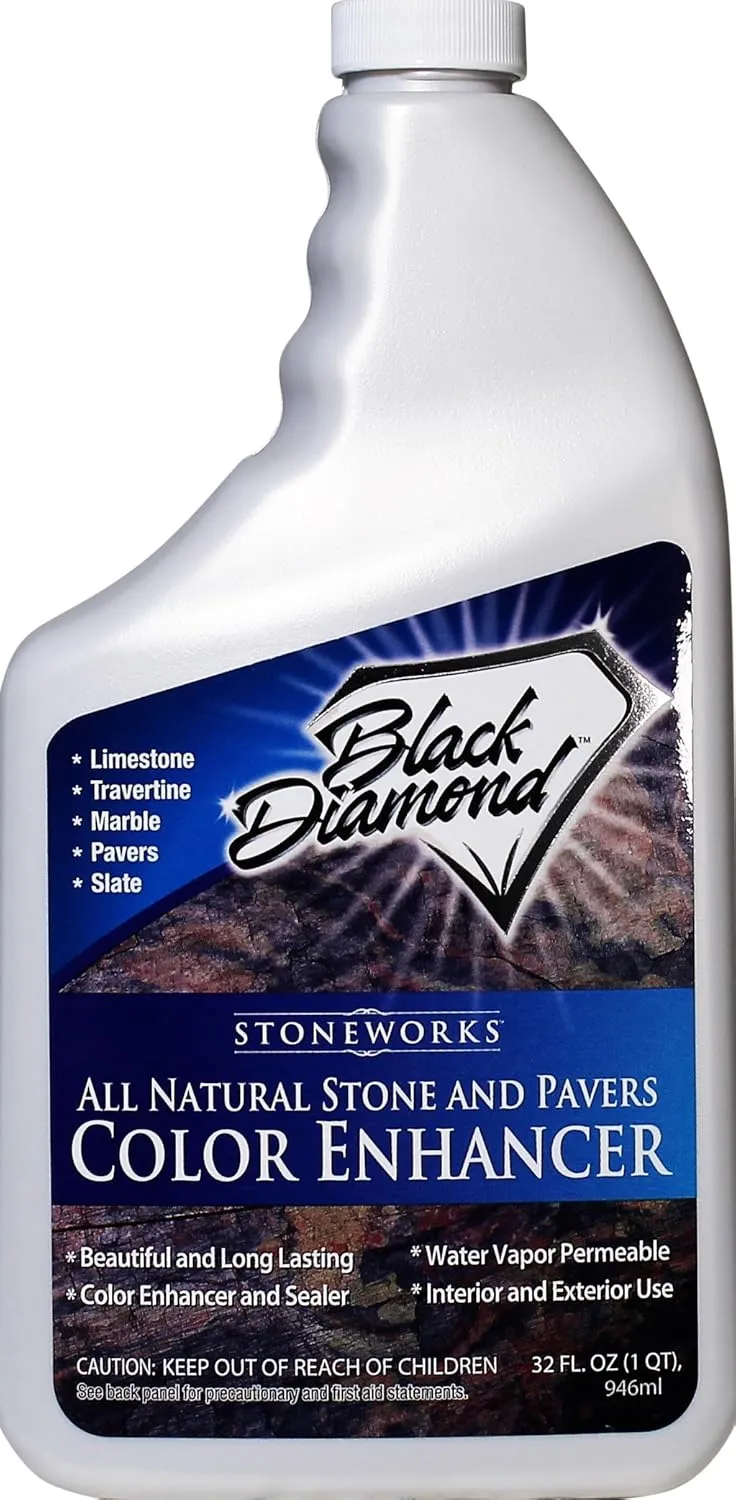 Color Enhancer Sealer for All-Natural Stone and Pavers. Marble, Travertine, Limestone, Granite, Slate, Concrete, Grout, Brick, Block. (1-Quart)