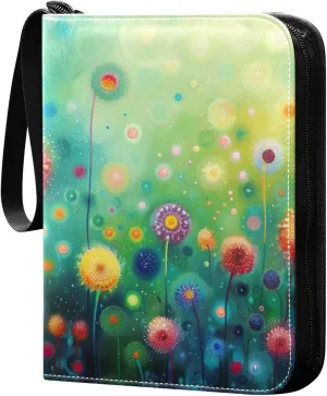 Colorful Dandelion Flowers Card Binder, 400 Pockets Card Holder with 50 Sleeves, Sturdy Card Holder Folders for Game Cards & Sports Cards