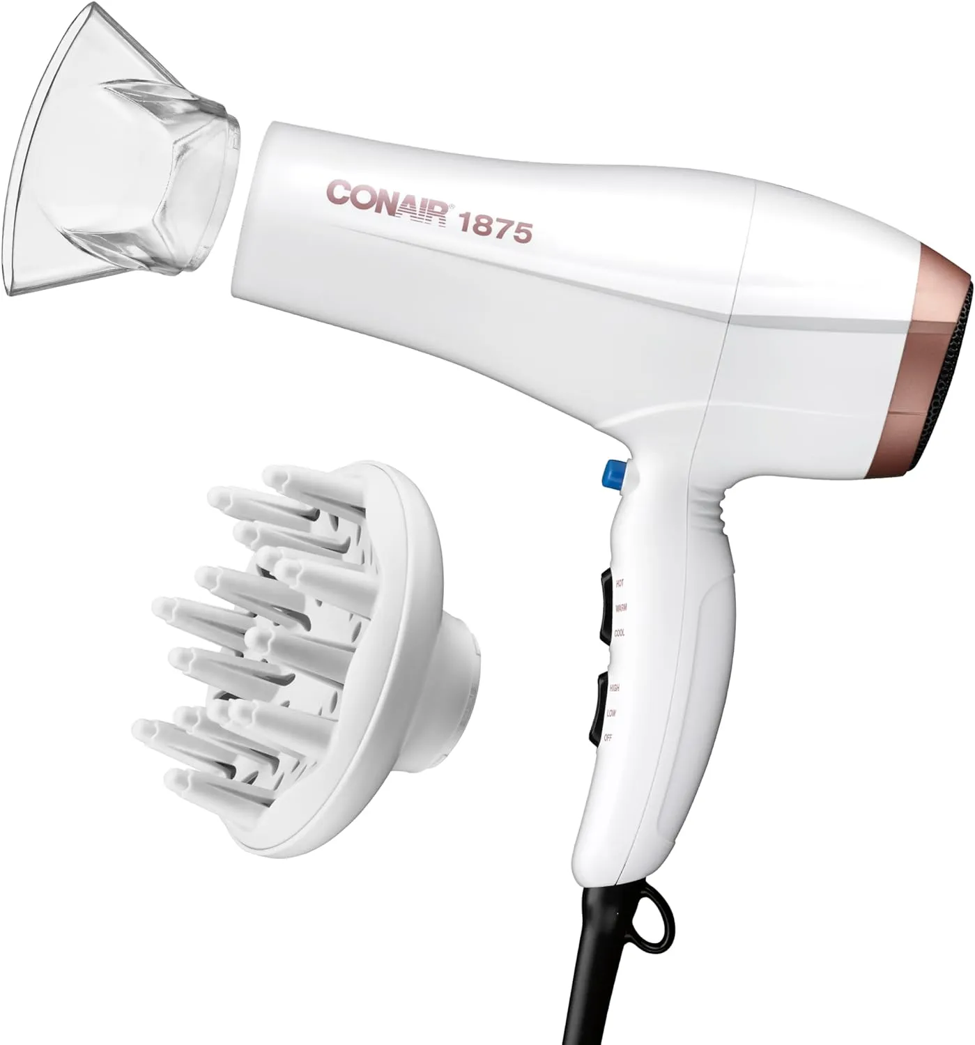 Conair Double Ceramic Hair Dryer with Diffuser | Blow Dryer with Ionic Conditioning | Includes Diffuser and Concentrator | Amazon Exclusive