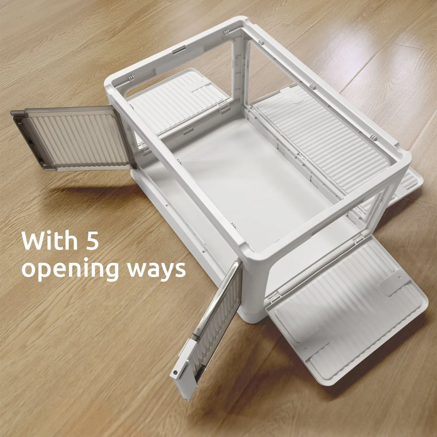 COOKCOK Storage Bins with Lids, Foldable Plastic Storage Container with Door, 3 Pack Stackable Collapsible Storage Bins for Closet Organizers and Storage, Secure Lock, 18.7"x 13.2"x 28.3"
