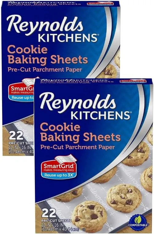 Cookie Baking Sheets, Pre-Cut Parchment Paper (22 Sheets, Pack of 2)