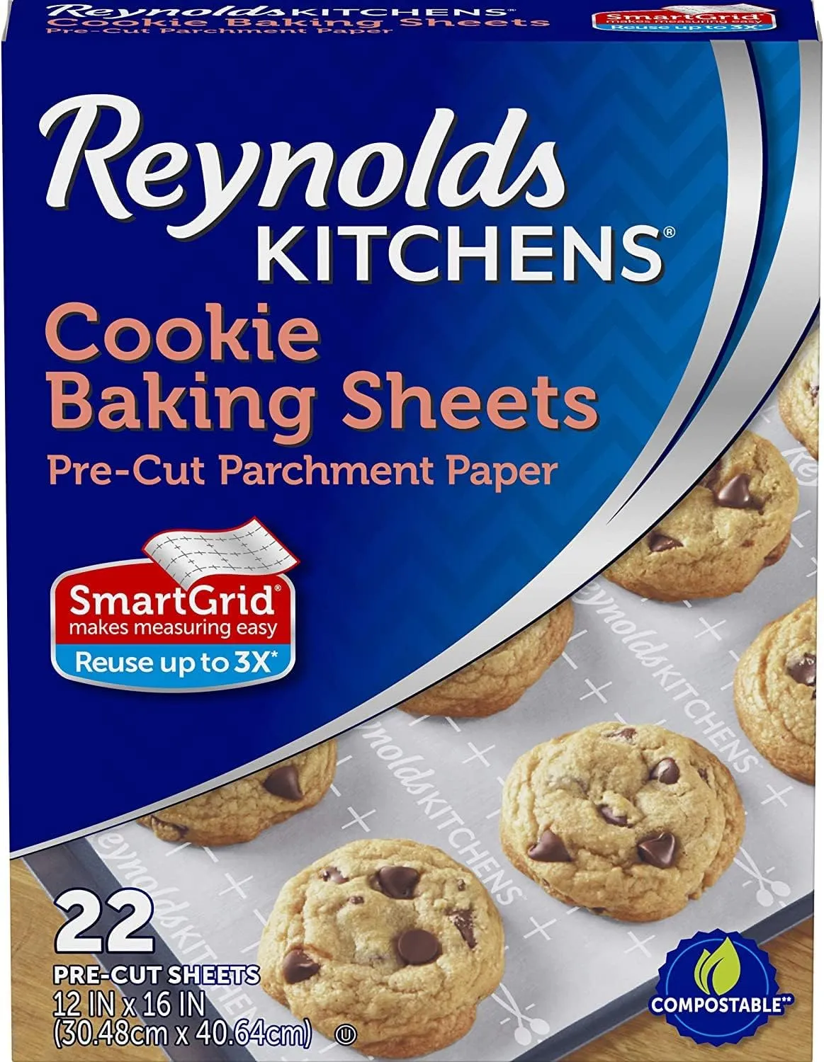 Cookie Baking Sheets, Pre-Cut Parchment Paper (22 Sheets, Pack of 2)