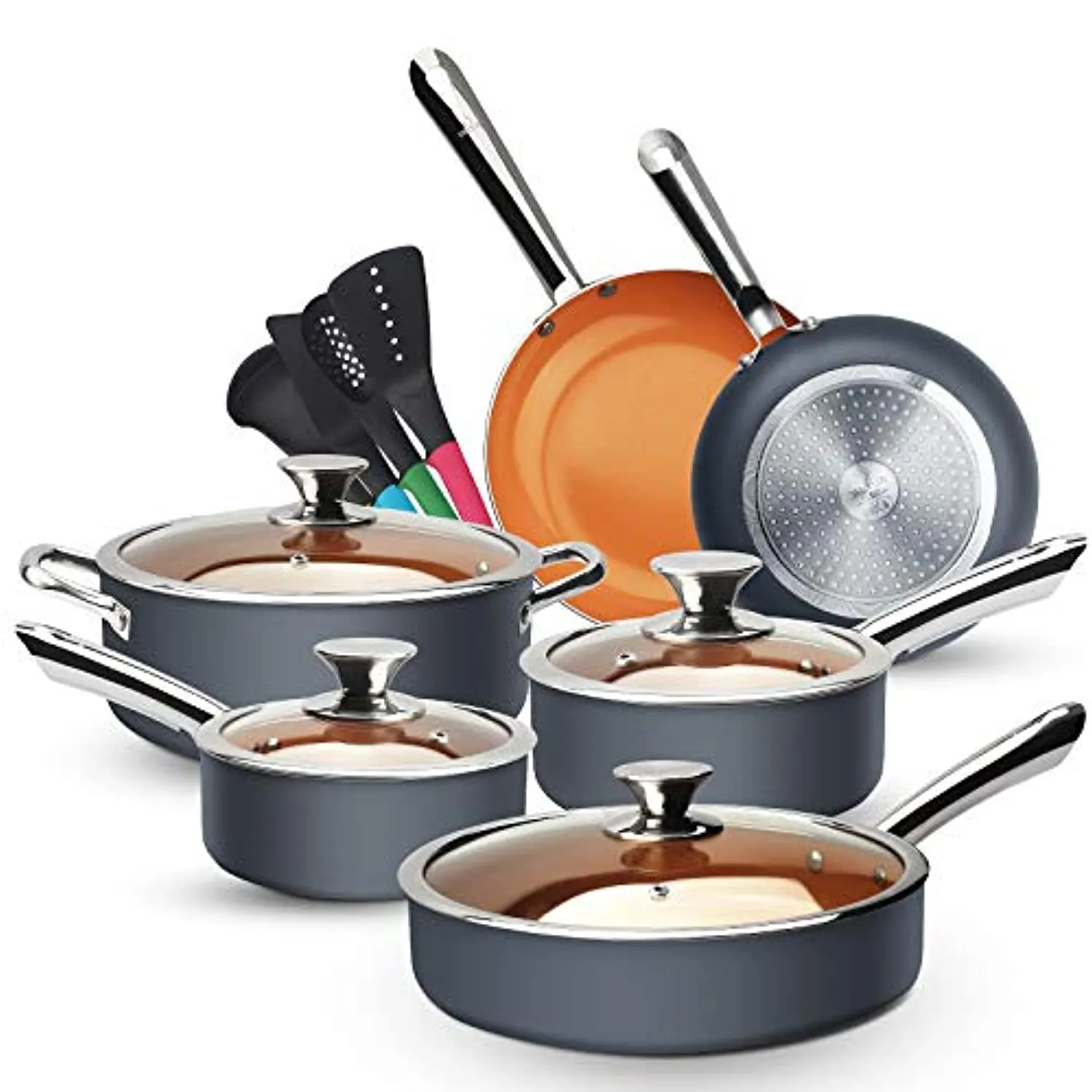 Cookware Set 14pcs Non-Sick Pots and Pans Set Ceramic Coating