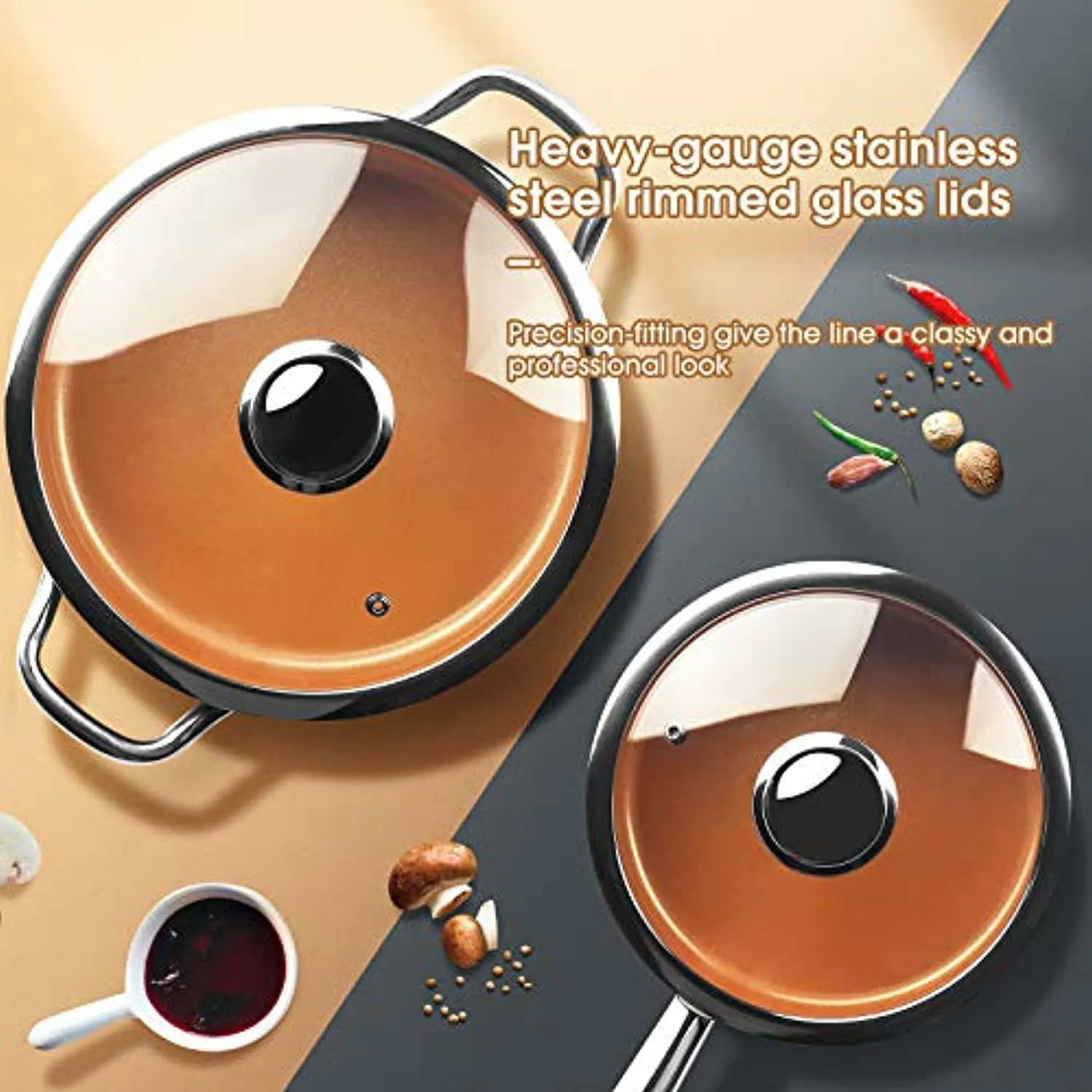 Cookware Set 14pcs Non-Sick Pots and Pans Set Ceramic Coating