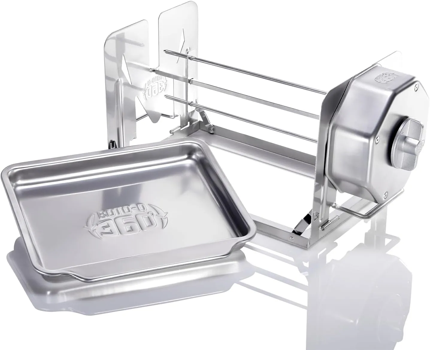 Cordless Universal Rotisserie Kit for Grills Ovens and Smokers - Non-Electric Wind-up Spit Roaster, Gas or Charcoal BBQ - Indoor/Outdoor (Stainless Steel)