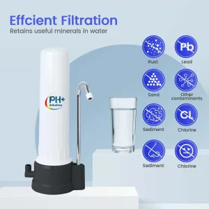 Countertop Water Filter System, 5-Stage Alkaline Water Filter, 8000 Gallons Faucet Water Filter with 1 Washable Ceramic Filter (BS-10-M12)