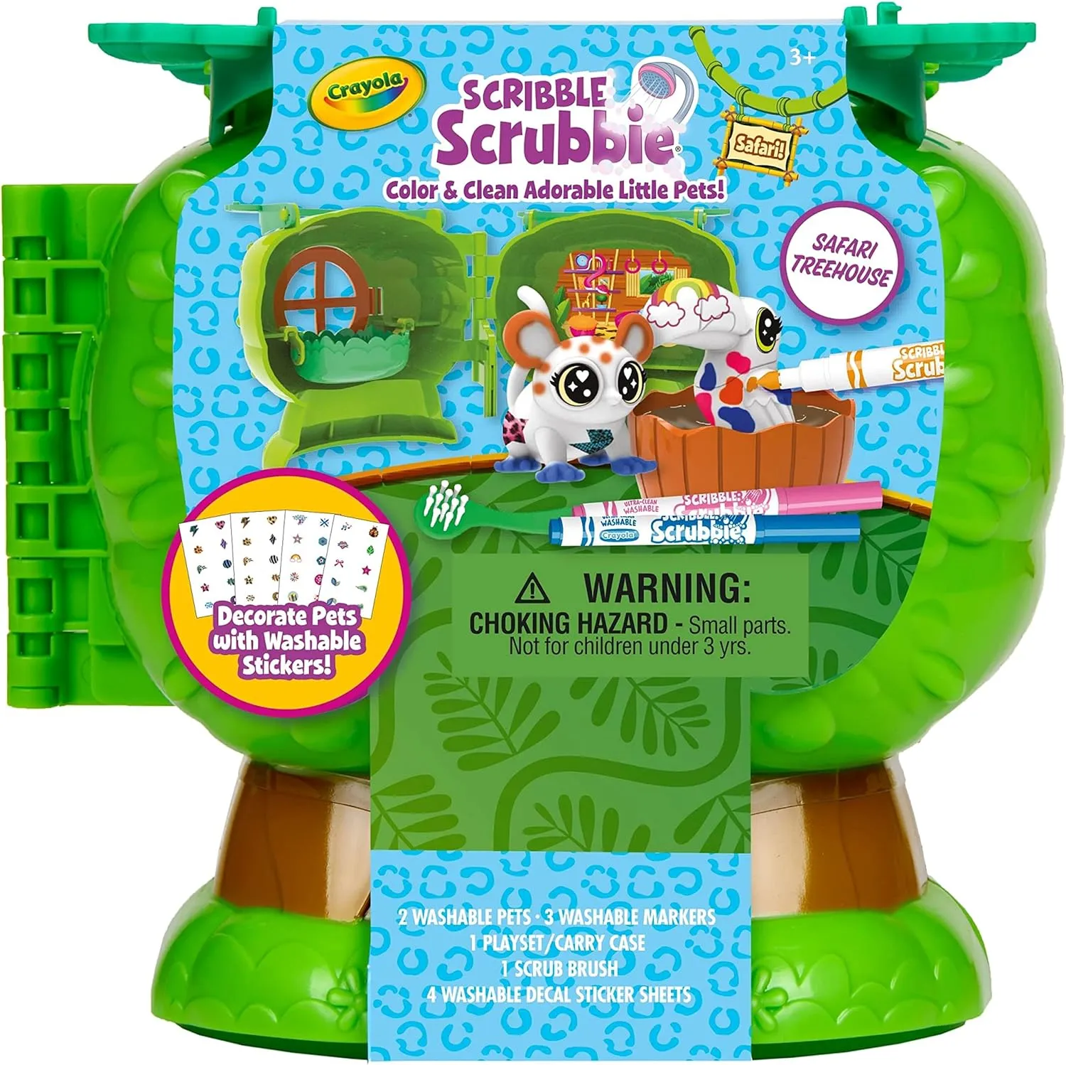 Crayola Scribble Scrubbie Pets Safari Treehouse, Toy Storage Case, Gift for Boys & Girls