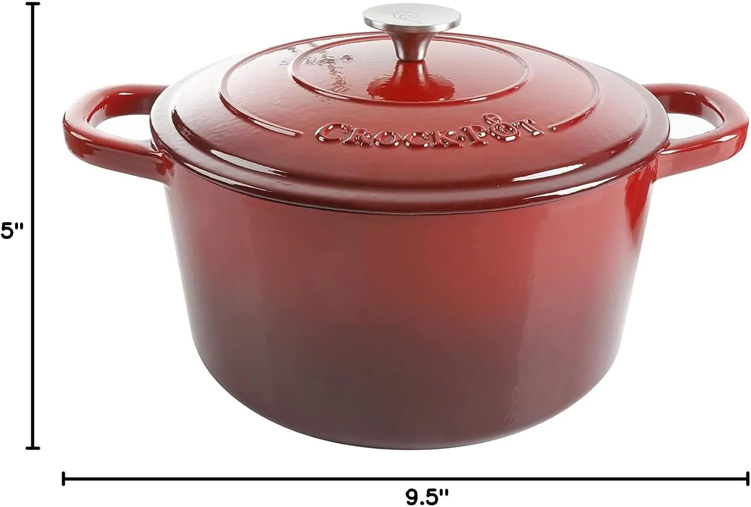 Crock Pot Artisan 5 Quart Enameled Cast Iron Round Dutch Oven, Red