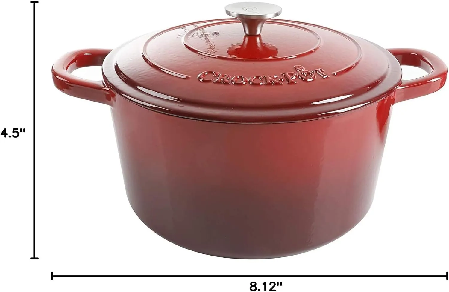 Crock-Pot Artisan Round Enameled Cast Iron Dutch Oven, 3-Quart, Gradient Red