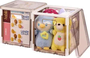 Cube Storage Organizer 2 Pack - Plastic Storage Bins with Lids, Cubby Collapsible & Stackable Storage Bins Square Clear Organization Bin for Clothing Toy Snacks,10.5in*10.5in