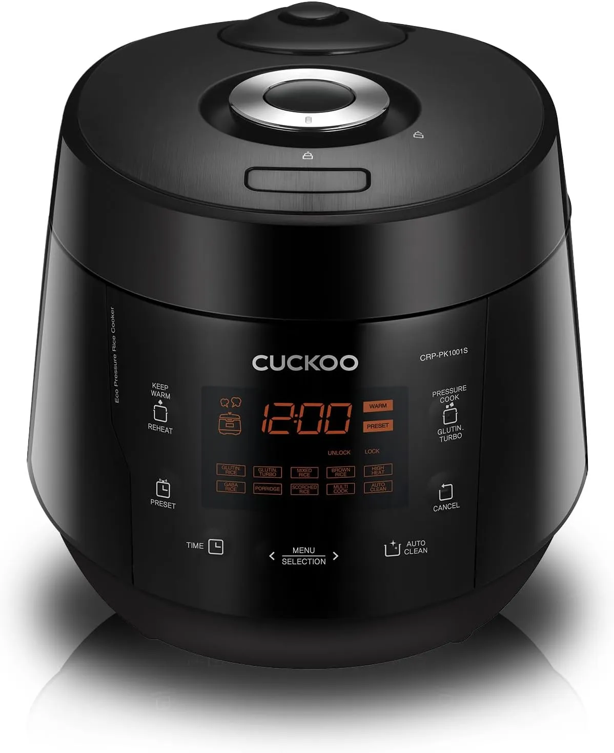 CUCKOO CRP-PK1001S 10-Cup (Uncooked) / 20-Cup (Cooked) Heating Pressure Rice Cooker & Warmer with Nonstick Inner Pot, 13 Menu Options, Fuzzy Logic Tech, Auto Clean (Black)