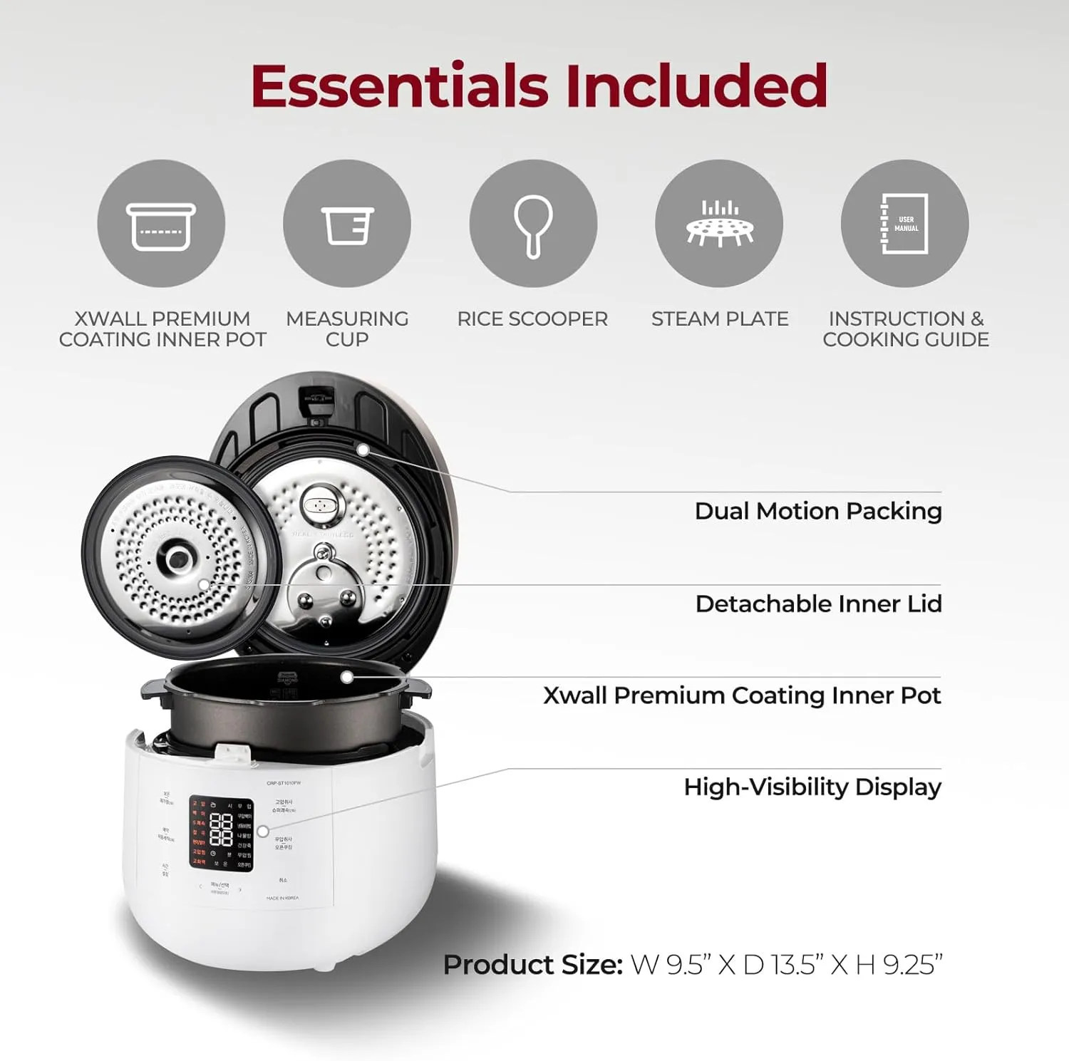 CUCKOO CRP-ST0609FW 6-Cup (Uncooked) / 12-Cup (Cooked) Twin Pressure Rice Cooker & Warmer with Nonstick Inner Pot, 16 Menu Options, 3 Voice Guide, Auto Clean (White)