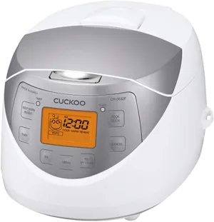 CUCKOO Rice Cooker 6 Cup Uncooked / 12 Cup Cooked, Korean Fuzzy Logic Rice Cooker Small with Delay Timer & Keep Warm Setting, Versatile Food Steamer for Cooking, Non-Stick Inner Pot, Silver (CR-0632F)