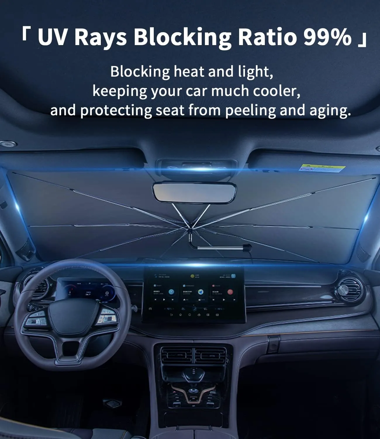 Custom-Fit for Buick Windshield Sun Shade Umbrella, 360°Rotation Bendable Car Umbrella Sunshade Cover UV Block Car Front Window, Designed for Buick Accessories (for Buick EXCELLE GX)