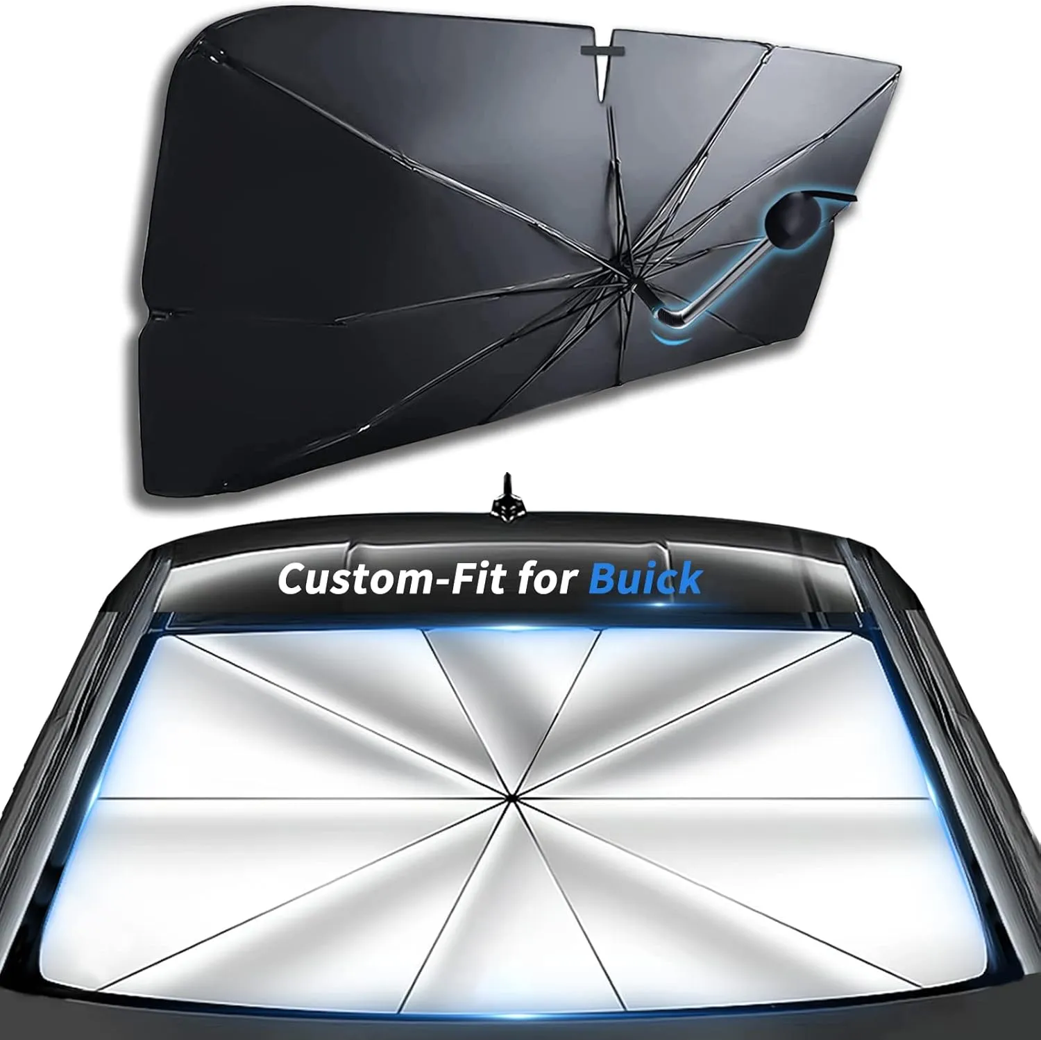 Custom-Fit for Buick Windshield Sun Shade Umbrella, 360°Rotation Bendable Car Umbrella Sunshade Cover UV Block Car Front Window, Designed for Buick Accessories (for Buick EXCELLE GX)
