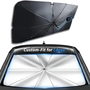 Custom-Fit for Lexus Windshield Sun Shade Umbrella, UV Block Car Front Window with 360°Rotation Bendable Handle, Designed for Lexus Accessories (for Lexus GX)