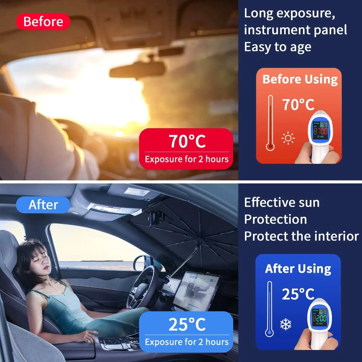 Custom-Fit for Lexus Windshield Sun Shade Umbrella, UV Block Car Front Window with 360°Rotation Bendable Handle, Designed for Lexus Accessories (for Lexus GX)