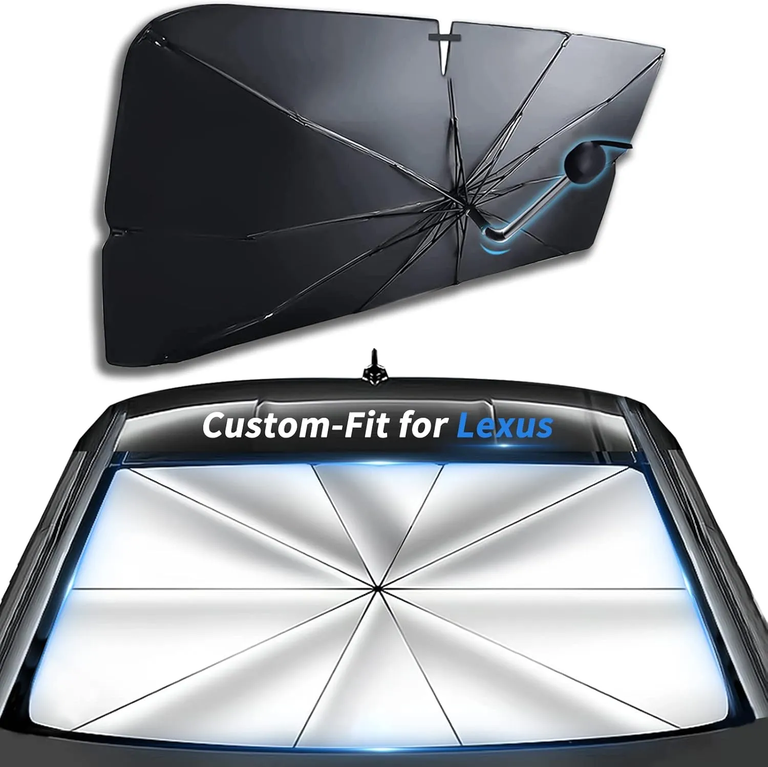 Custom-Fit for Lexus Windshield Sun Shade Umbrella, UV Block Car Front Window with 360°Rotation Bendable Handle, Designed for Lexus Accessories (for Lexus GX)