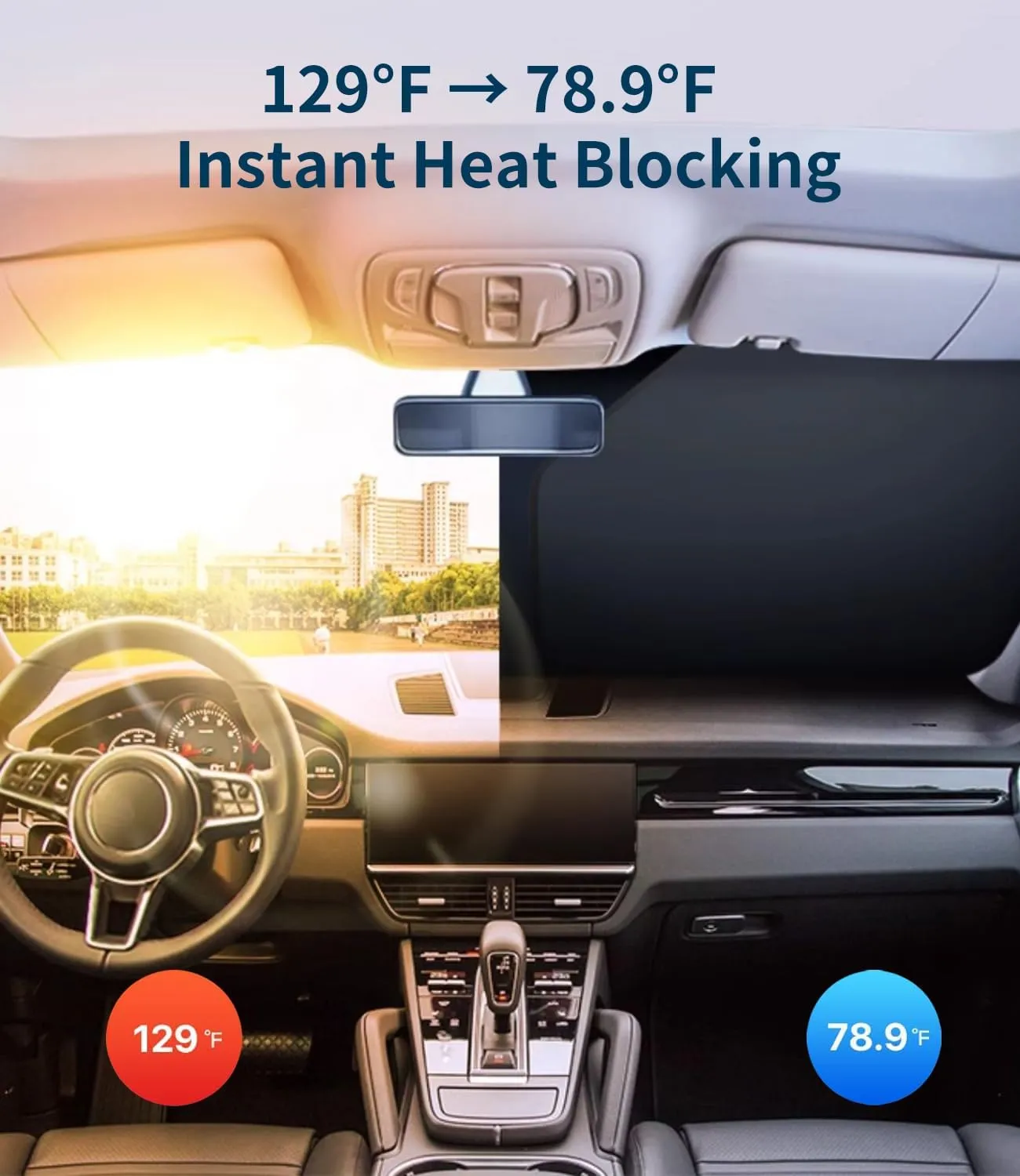 Custom-Fit for Lincoln Windshield Sun Shade, Car Sunshade Cover UV Block Car Front Window with Foldable Sun Shade Cover Protection Visor, Designed for Lincoln Accessories (for Lincoln Nautilus)