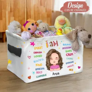 Custom Personalized Kid Storage Box - Kid/ Grandkid/ Granddaughter Gift Idea - I Am Kind