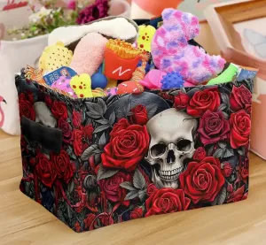 Custom Personalized Skulls Roses Gothic Decorative Storage Box - Unique Gothic Home Decor and Gifts