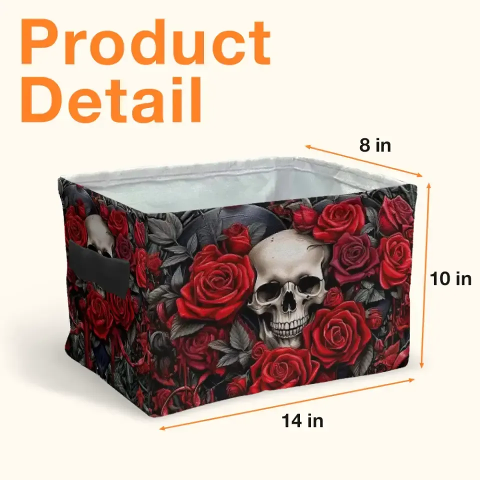 Custom Personalized Skulls Roses Gothic Decorative Storage Box - Unique Gothic Home Decor and Gifts