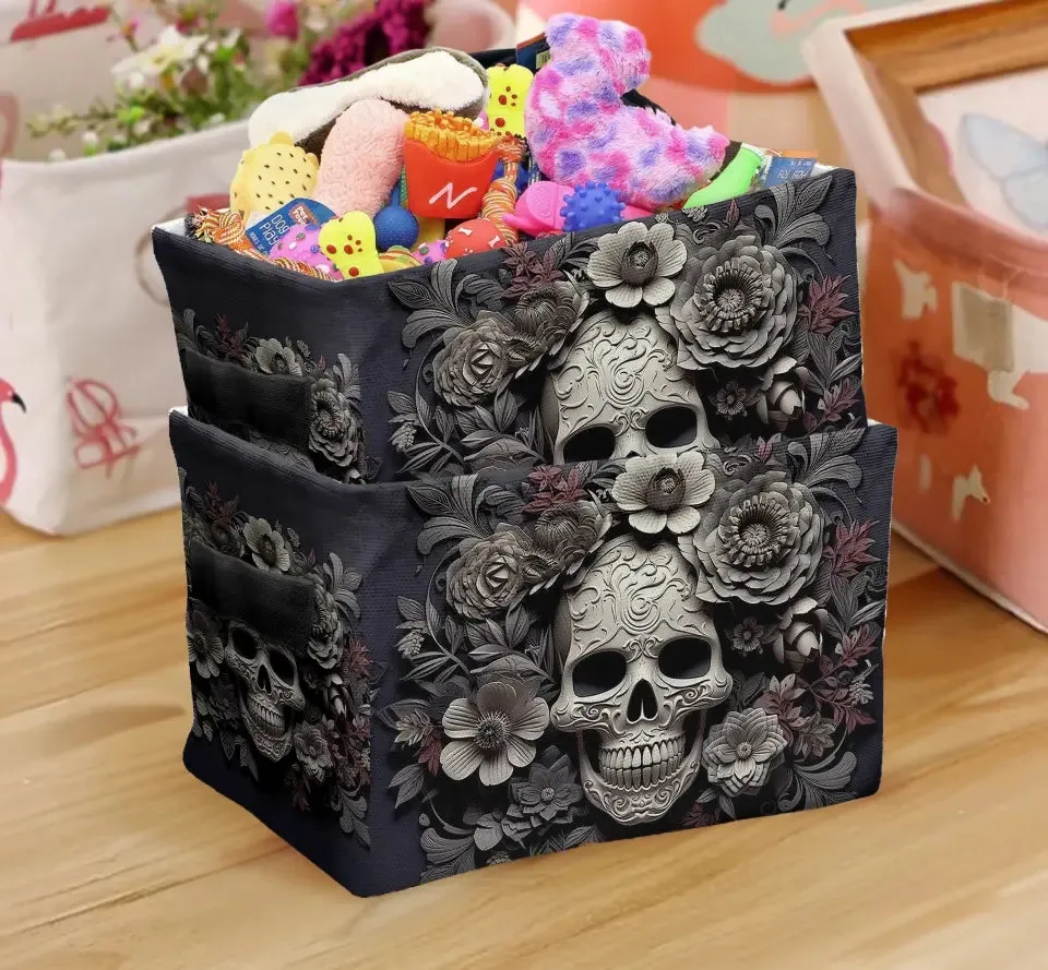 Custom Personalized Skulls Roses Gothic Decorative Storage Box - Unique Gothic Home Decor and Gifts