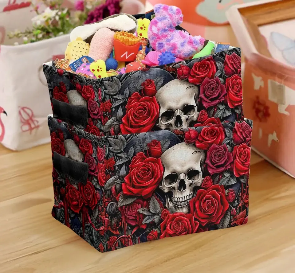 Custom Personalized Skulls Roses Gothic Decorative Storage Box - Unique Gothic Home Decor and Gifts